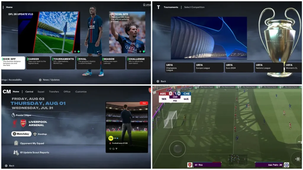 FIFA 16 Mod DFL 2026 Android gameplay showing new kits and stadium action