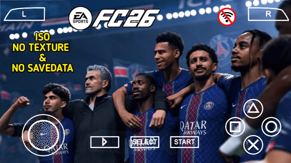EA SPORTS FC 26 PSP ISO gameplay showing smooth controls, transfers 25/26, and updated club kits