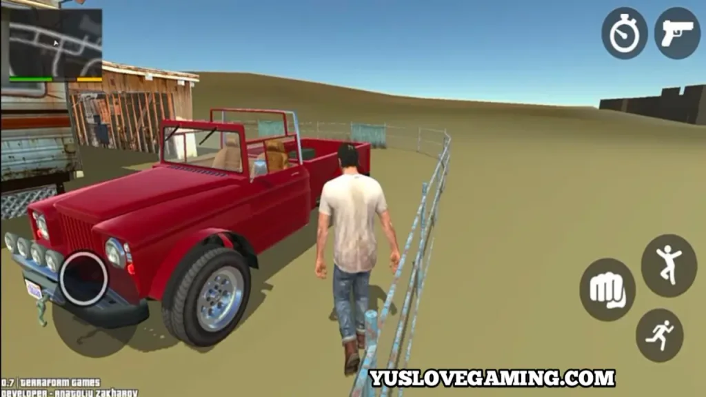 GTA V character walking toward parked car before starting mission in high-definition Android version.