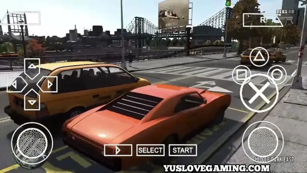 High-definition car reflections and city lighting effects in GTA IV PSP mod graphics comparison