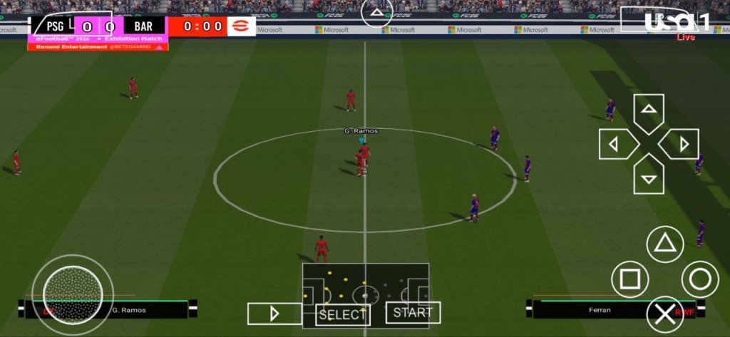 PES 2026 PSP ISO Highly Compressed Android match gameplay showing players in action with smooth ball control