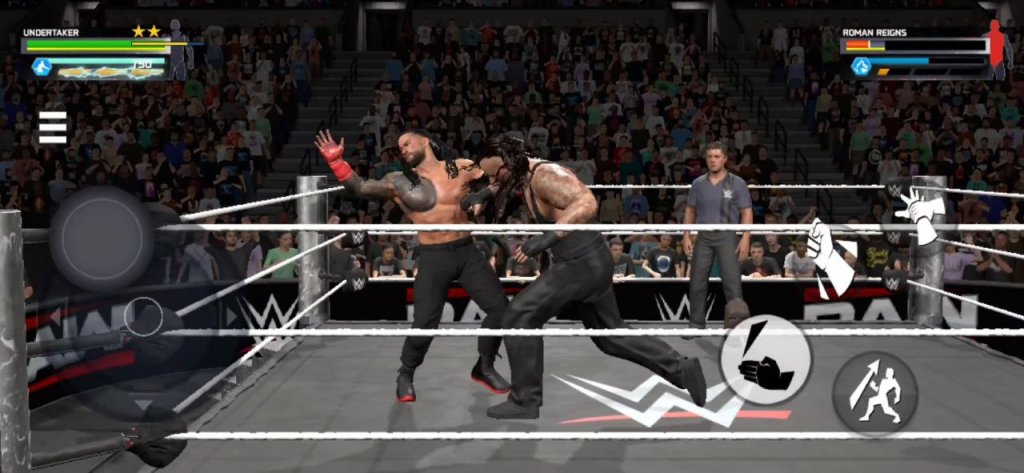 Roman Reigns hitting The undertaker during WWE 2K25 Netflix Edition 4K match scene