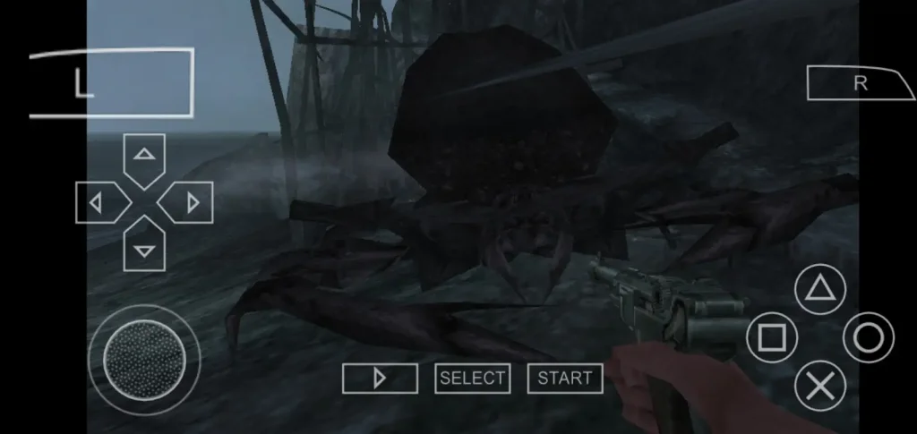 King Kong PSP roaring in Skull Island jungle with cinematic lighting and fog effects