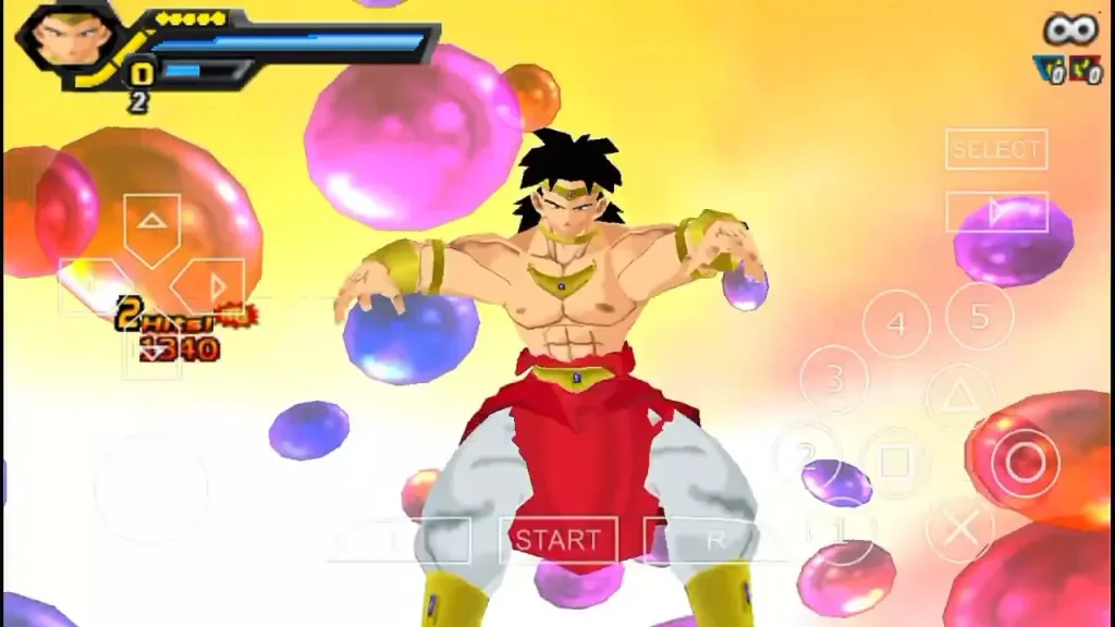 Dragon Ball Z TTT Greatest PSP gameplay screenshot highlighting HD 4K graphics and anime-style effects