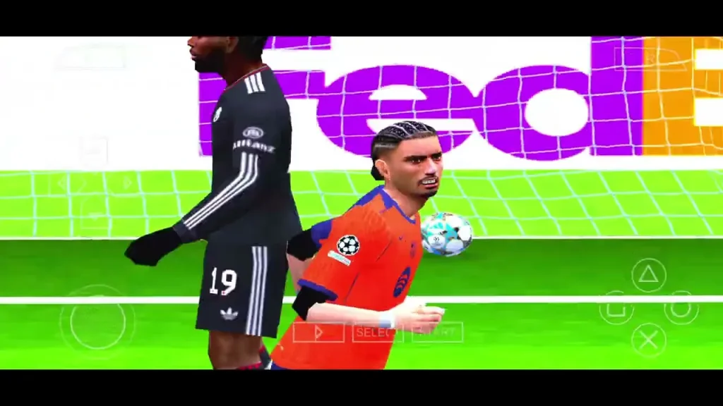 Gameplay in eFootball PES 2026 PSP ISO Download for Android (PPSSPP Highly Compressed) showing players celebrating a goal