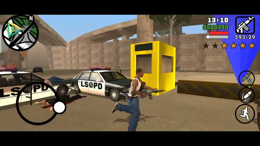 GTA San Andreas Android gameplay featuring new car mods and custom character skins