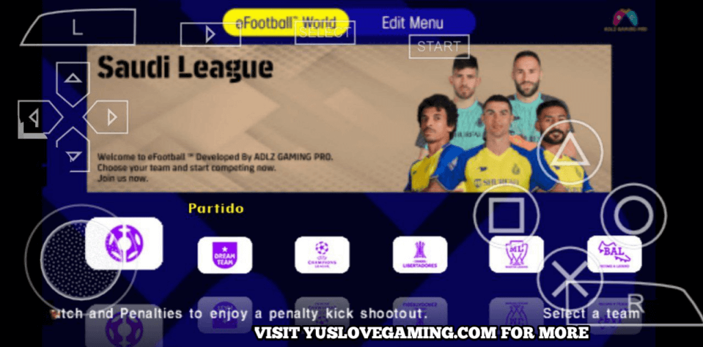eFootball PES 2023 PSP ISO Android gameplay running without texture or savedata files