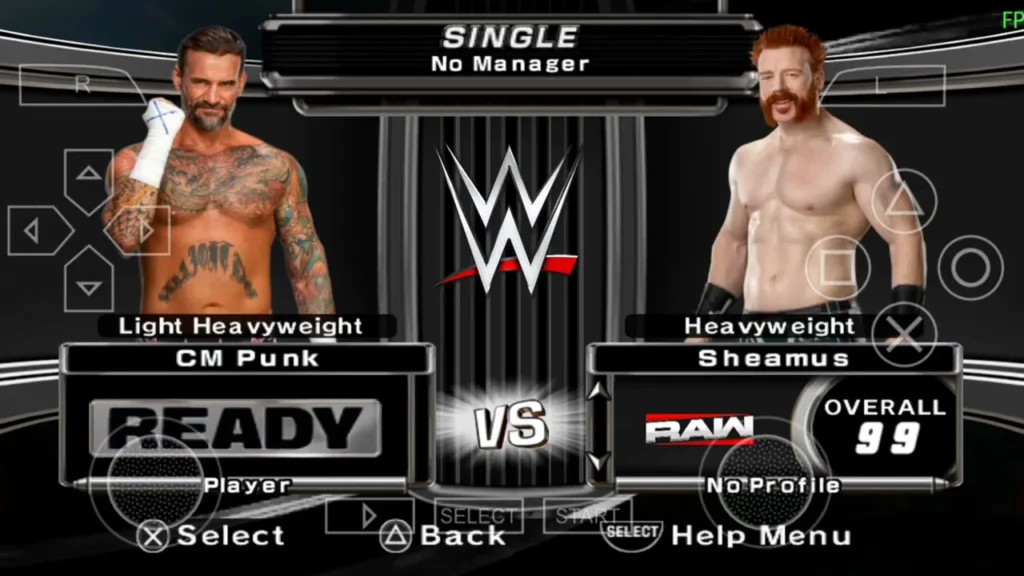 WWE 2K25 PSP roster selection screen with updated wrestler models.