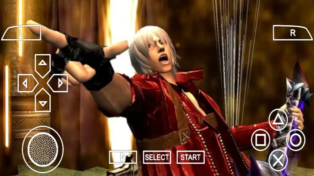 Devil May Cry 3 Dante's Awakening gameplay on Android emulator with high-definition textures.