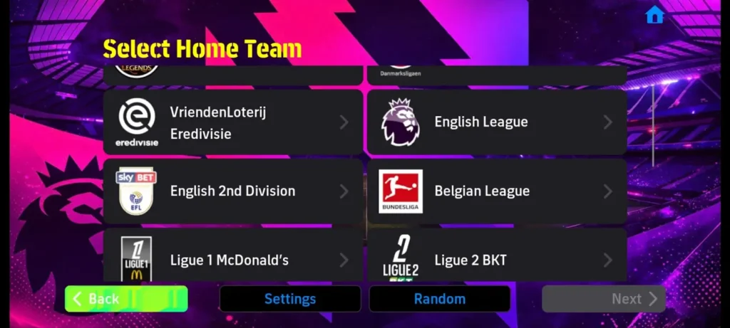 eFootball 26 Mobile Patch v5.3.1 gameplay  showing league selection