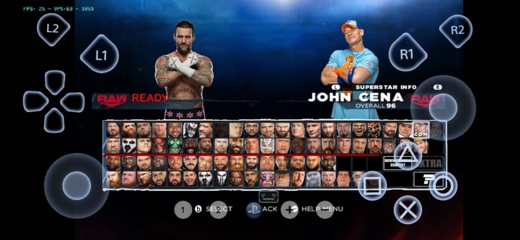 Wrestling match with multiple superstars in selection using HD textures
